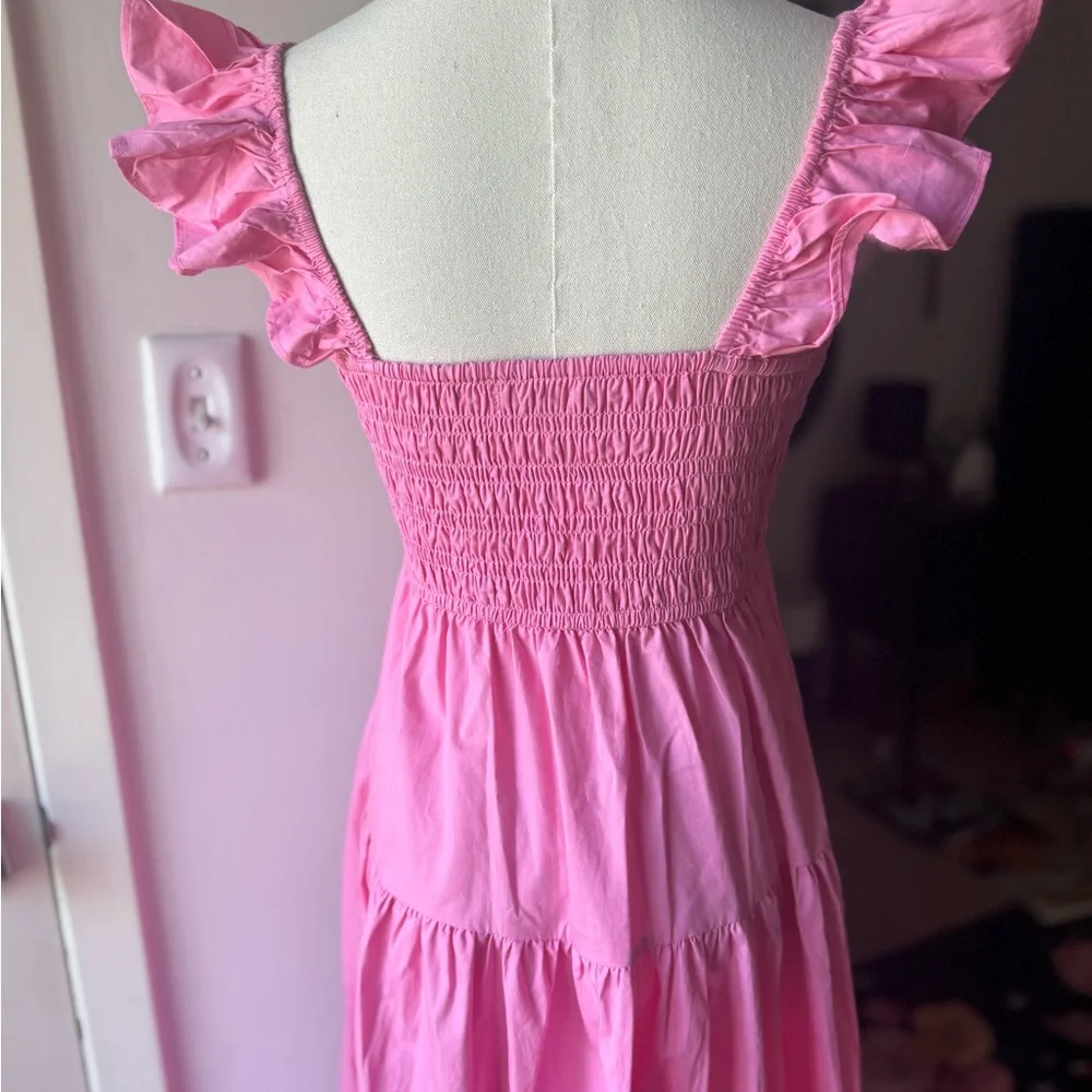 Pink Smocked Maxi Dress with Ruffle Straps